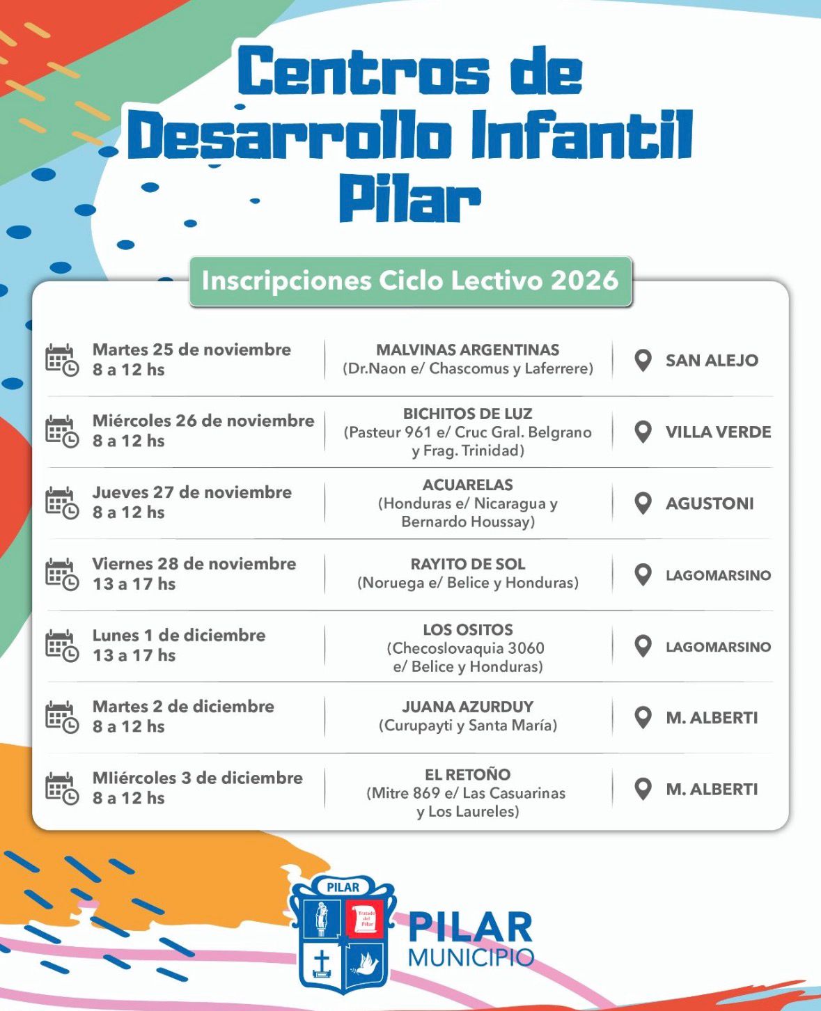 NOTICIAS PILAR:INSCRIPCIONES ABIERTAS